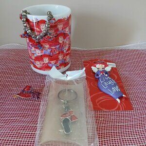 Red Hat Society Mug and Bracelet, Pin, Brooch and Keychain